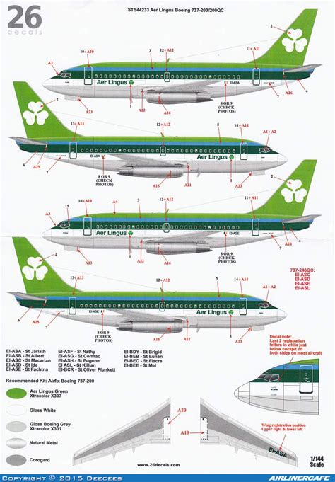 Two Six Decals Boeing 737 200 18026 Airlinercafe