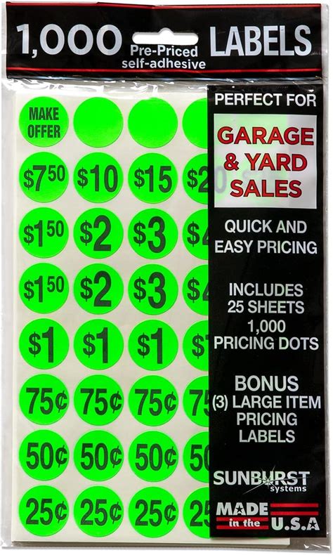 Perco Garage Sale Price Stickers 1000 Pre Priced And 75