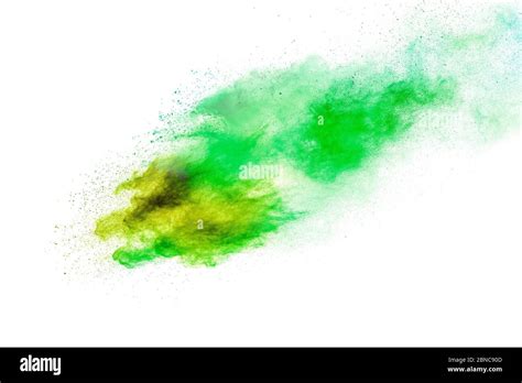 Green Yellow Dust Splashgreen Yellow Color Powder Explosion Cloud On