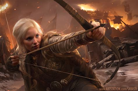 Artwork Women Fantasy Art Fantasy Girl Archer Bow And Arrow Watermarked