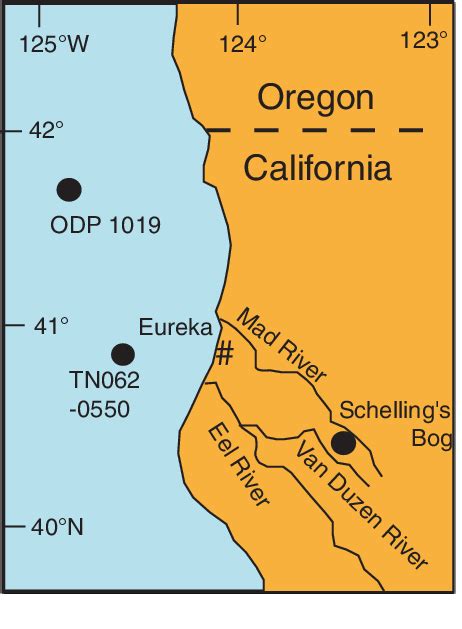 Generalized Map Of Localites Discussed In The Eureka Area Of Northern