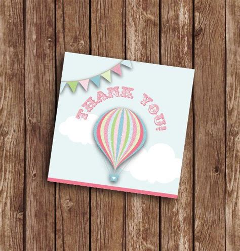 Hot Air Balloon Pink Thankyou Stickers Balloons Etsy St Birthday Parties