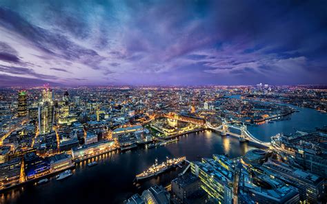 Stunning Aerial View Of Tower Bridge Hd Wallpaper Of London At Night