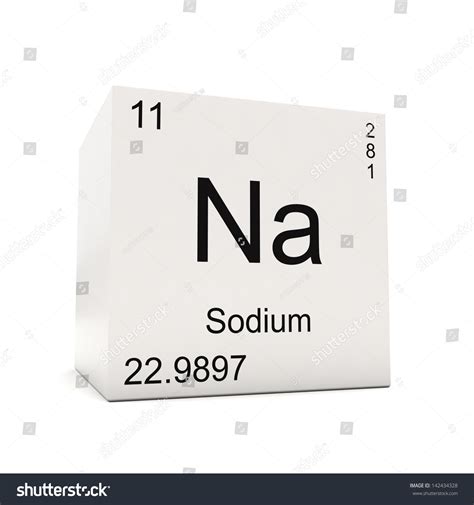 Cube Of Sodium Element Of The Periodic Table Isolated On White