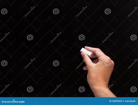 Hand Writing With Chalk On A Blackboard Stock Image Image Of Pointing