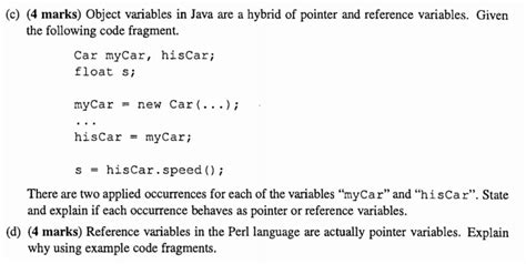 Solved Object variables in Java are a hybrid of pointer and | Chegg.com