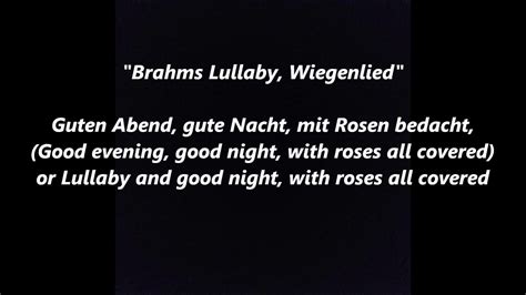 BRAHMS LULLABY Wiegenlied words lyrics text trending German sing along song Guten abend nacht ...