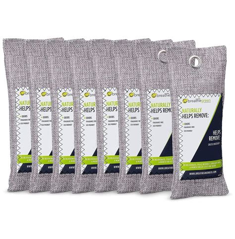 Breathe Green Charcoal Shoe Odor Bags 8 Pack Activated Bamboo Charcoal Shoe Deodorizer