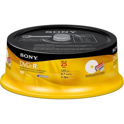 Sony 4.7 GB DVD-R (25 Discs) 25DMR47RSP4 B&H Photo Video