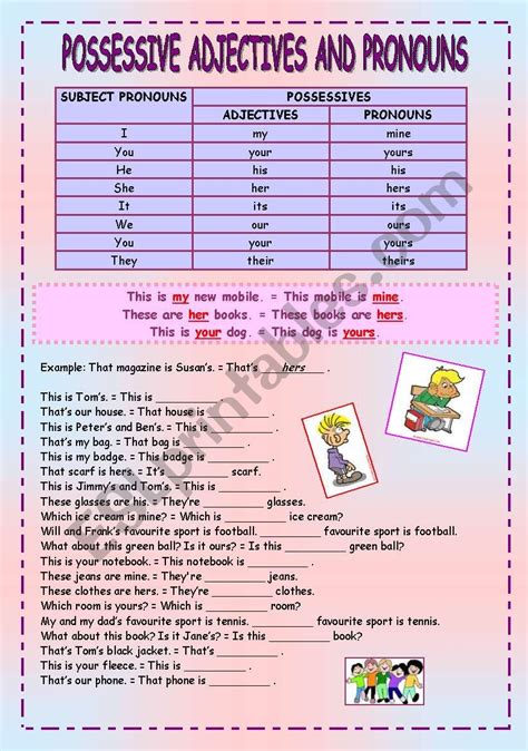 Possessive Pronouns Worksheet Printable Word Searches