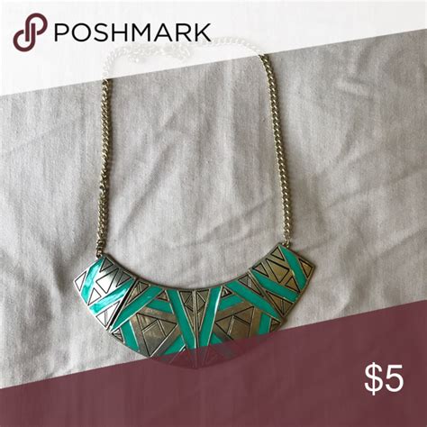 Teal And Gold Necklace