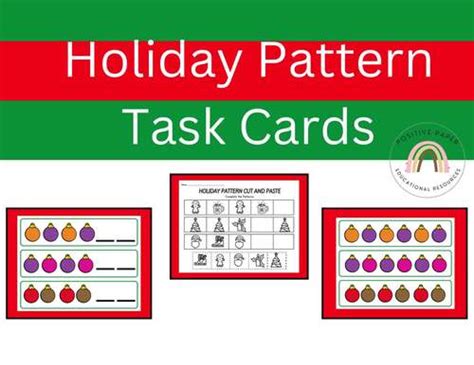 Pattern Task Cards And Worksheets Holiday Themed Tpt