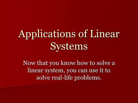 Ppt Applications Of Linear Systems Powerpoint Presentation Free Download Id 4135456