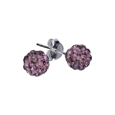 Srebrne Kolczyki Kulki Swarovski Mm Kolor Violet Sklep