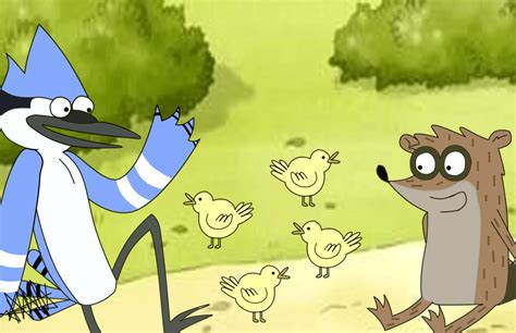 Mordecai Rigby Y Los Patitos By Fannishausui On Deviantart