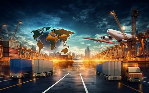 Premium Ai Image Global Business Logistics Import Export Background