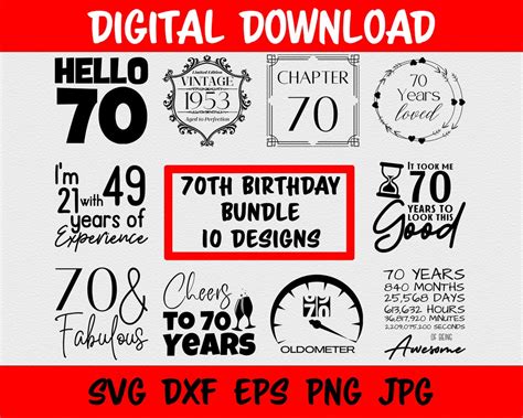 70th Birthday Svg Bundle Digital Download T Idea For Men Etsy Uk