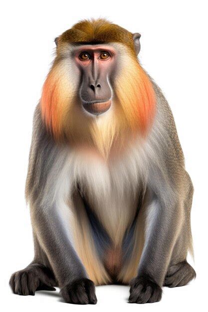 Premium Ai Image Mandrill Mandrillus Sphinx Monkey On White Background