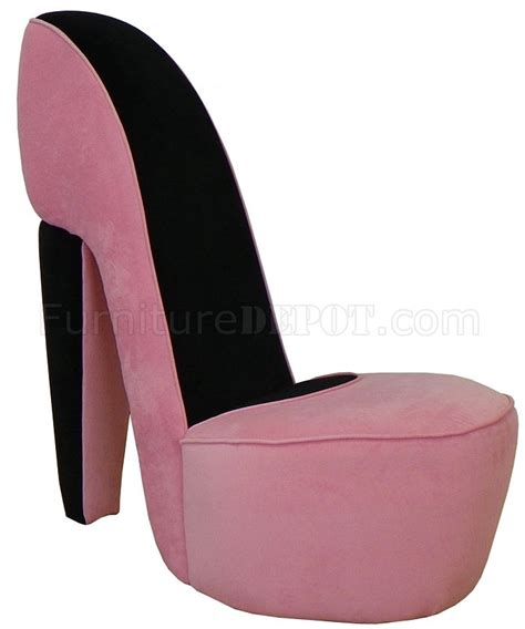 Pink Fabric Modern Stylish High Heel Shoe Chair