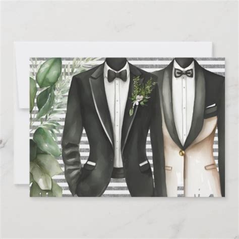 Mr And Mr Suit And Bow Tie Gay Wedding Invitation Zazzle
