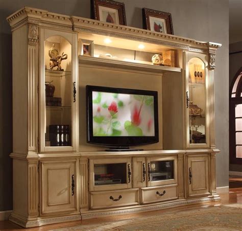 Athens Classic Antique White 62 Tv Entertainment Center Wall Unit