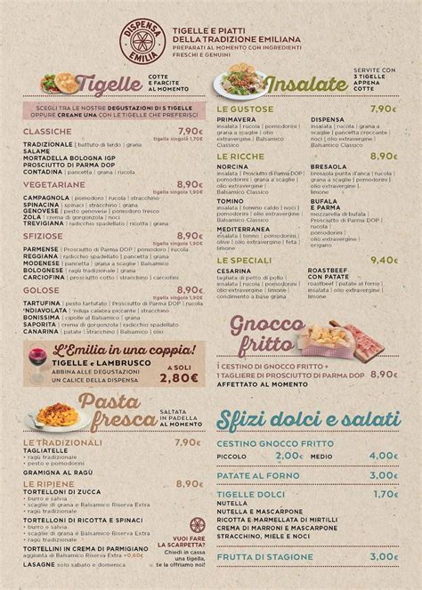 Menu Da Dispensa Emilia I Petali Caff Bar Reggio Emilia