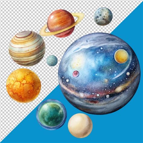 Conjunto De Planetas Em Fundo Transparente PSD Premium Gerado IA