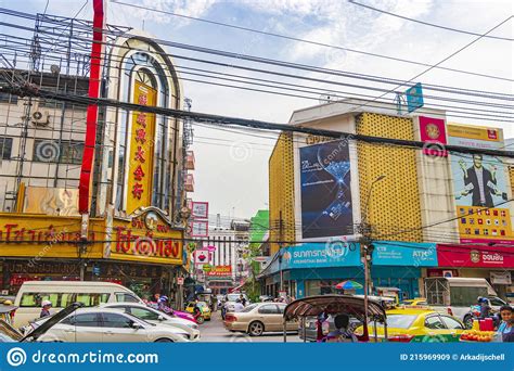 Heavy Traffic In China Town On Yaowarat Road Bangkok Thailand Editorial