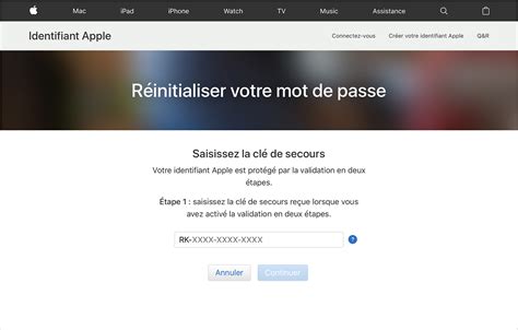 Oubli du mot de passe associé à votre identifiant Apple Assistance Apple