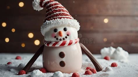 A Cute Snowman Shaped Hot Chocolate Stock Photo Image Of Christmas Snowman 351686118