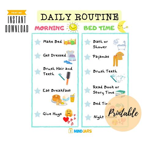 Morning and Bedtime Daily Routine PDF Printable Morning and Bedtime ...