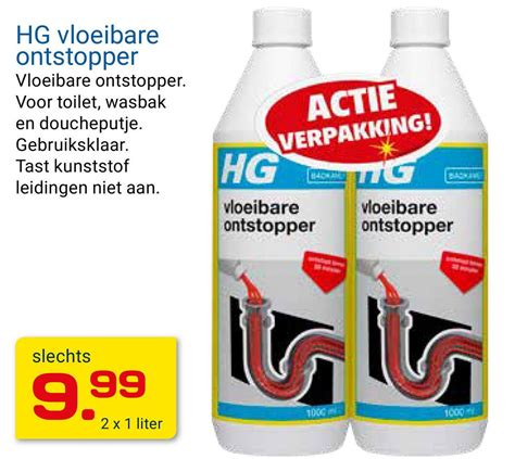 HG Vloeibare Ontstopper 2 X1 Liter Aanbieding Bij Kluswijs