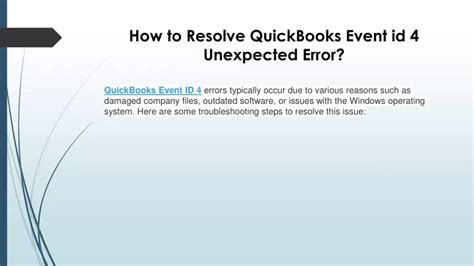 Ppt Easy Ways To Fix Quickbooks Event Id Error Powerpoint