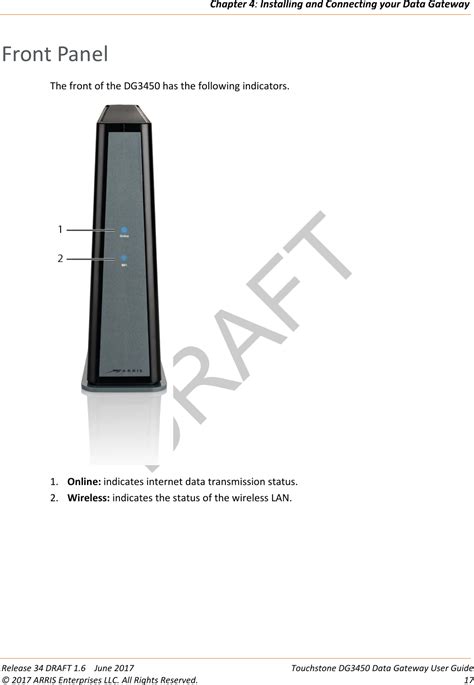 Arris Dg3450 Digital Gateway Modem User Manual User Guide