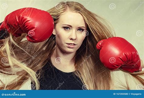 Girl In Red Gloves Playing Sports Boxing Stock Photo Image Of Battle