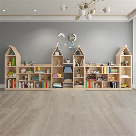 Solid Wood Kids Storage Cubby Nordic Home Freestanding Bookcase - 171"L ...