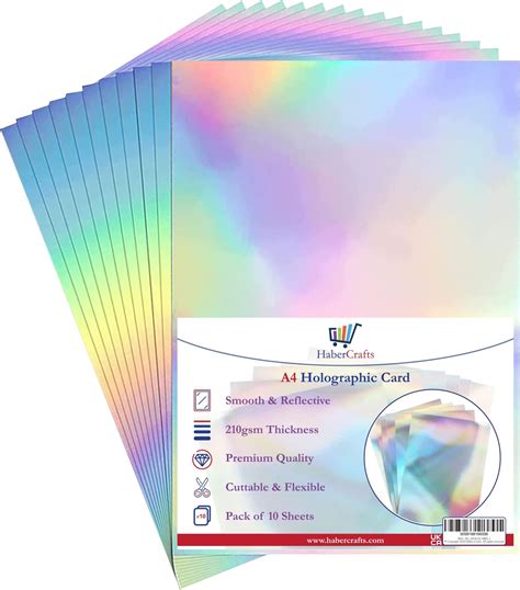 Holographic Card A4 Silver Rainbow Card Metallic Holographic Paper