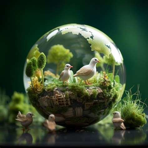 Premium AI Image | Green peace earth miniature planet globe concept showing a green peaceful and ...