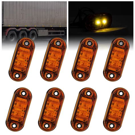 ZHHXYanh 8Pcs 2 Led Truck Side Marker Lights 12V 24V Trailer Side Amber