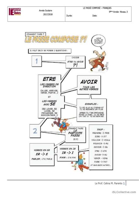 66 Passé composé Français FLE fiches pedagogiques pdf doc