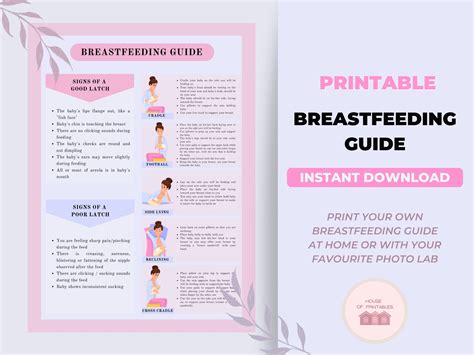 Breastfeeding Positions Handout PDF Printable Doula Newborn New Mom