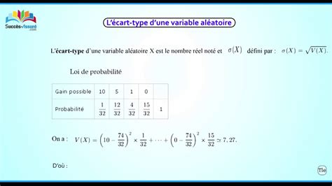 Espérance Mathématique Variance Et écart Type Dune Variable Aléatoire