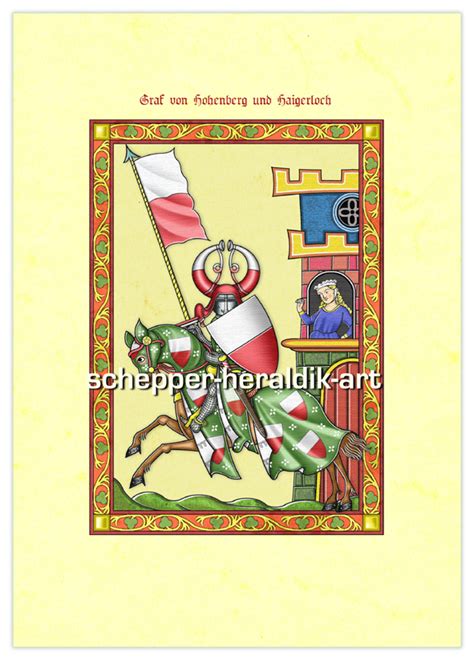 Hohenberg Rittergrafik Gerahmt Schepper Heraldik Art De