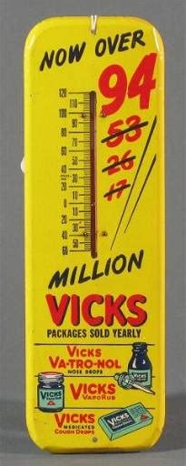 VICKS ADVERTISING THERMOMETER - Mar 17, 2013 | Hall's Auction Services Ltd. in Canada