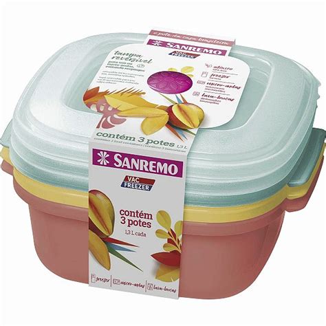 Kit Potes Pl Stico Sanremo Vac Freezer Ml Quadrado Japa Vendas