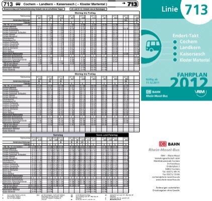 Linie Linie 713 Verkehrsverbund Rhein Mosel