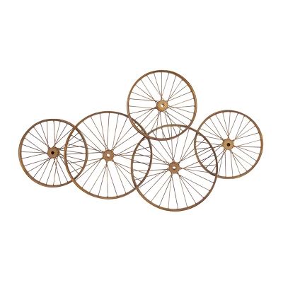 Metal Bike Wheels Wall Decor Copper - Olivia & May: Iron Mixed Media ...