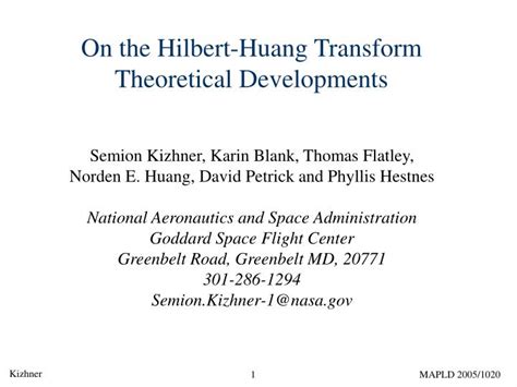 Ppt On The Hilbert Huang Transform Theoretical Developments