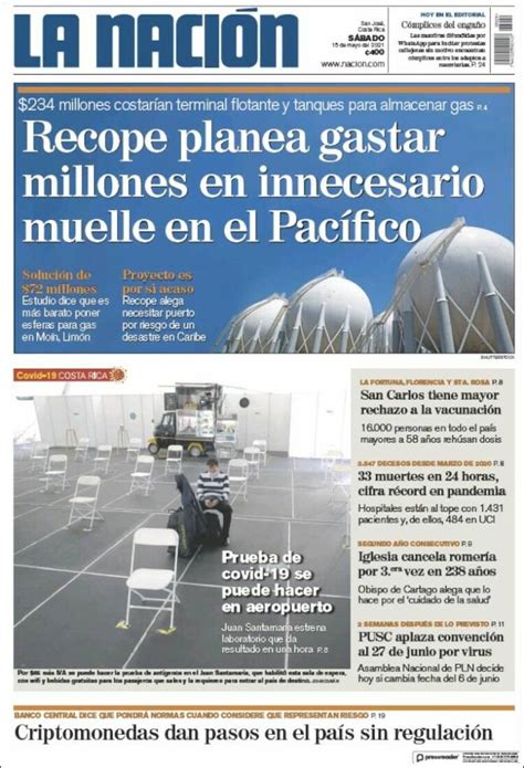 Periódico La Nación Costa Rica Costa Rica Periódicos De Costa Rica Edición De Sábado 15