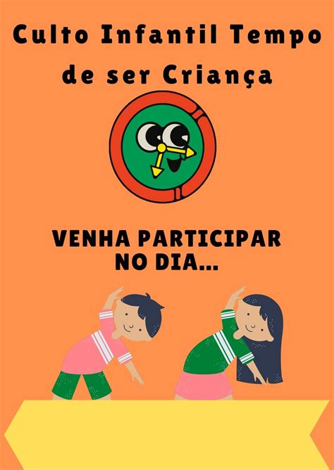 Tempo de Ser Criança Convite Culto Infantil